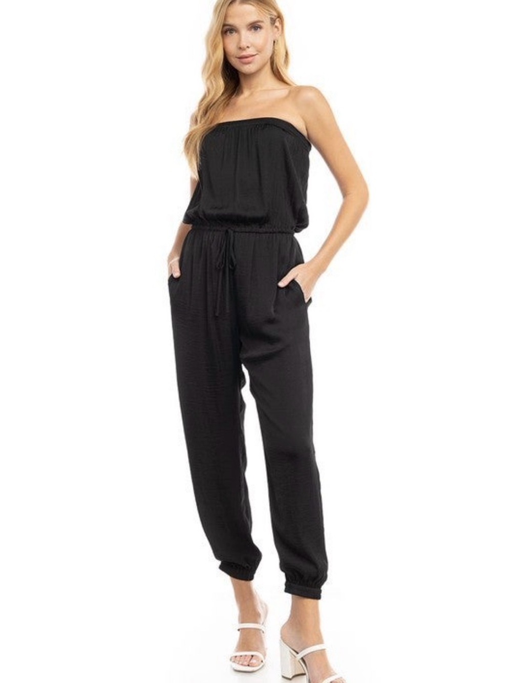 Black Women's Strapless Jumpsuit